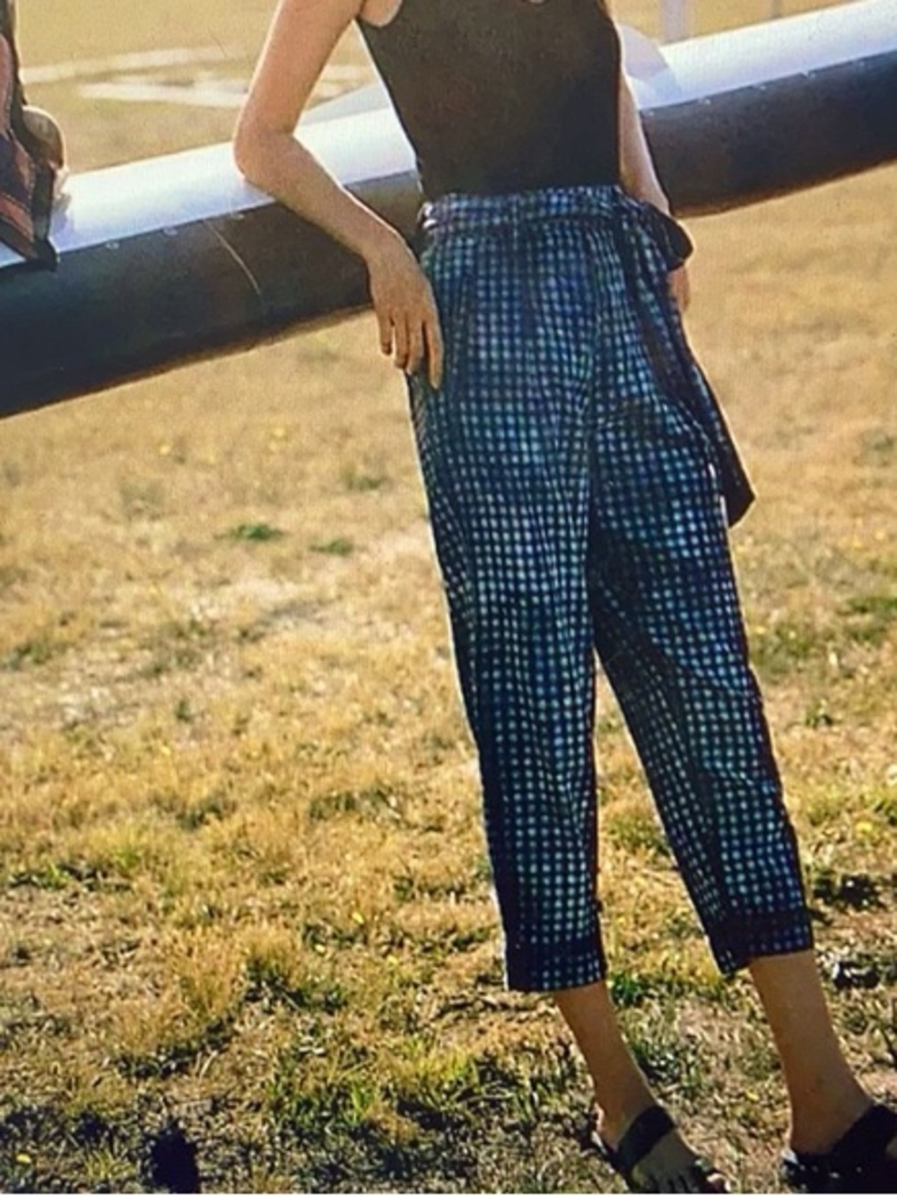 Anthropologie Blue Gingham Paper Bag Waist Granny Core Preppy Pants NWT Size 2